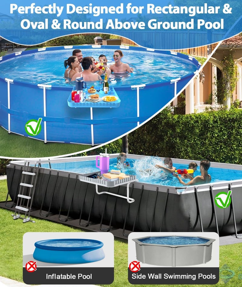 Lebenwell Pool Bar Side Bar, Swim Up Bar, Designed for Above-Ground Round/Rectangle/Oval Pools, Portable Poolside Bar Patio Poolside Table, Gray - Image 2